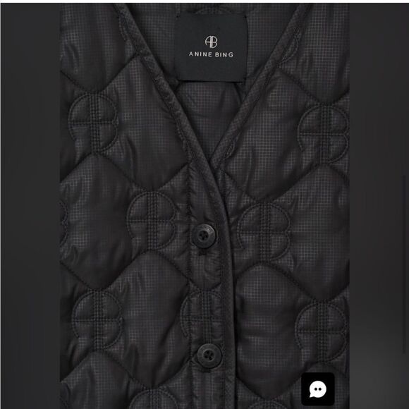 Anine Bing Andy Black Quilted Monogram Vest Pockets‎ Women’s Size Large - Picture 4 of 14